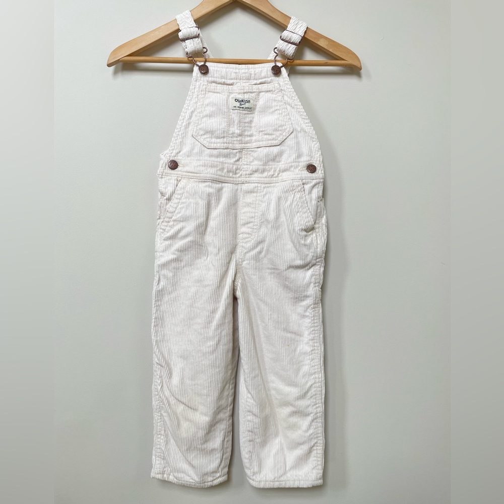 White Corduroy Oshkosh Overalls, 4T